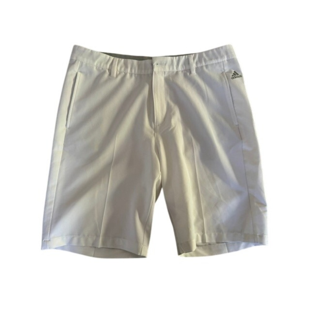 Adidas Golf Shorts Mens 35 White Performance Stretch Flat Front Athletic